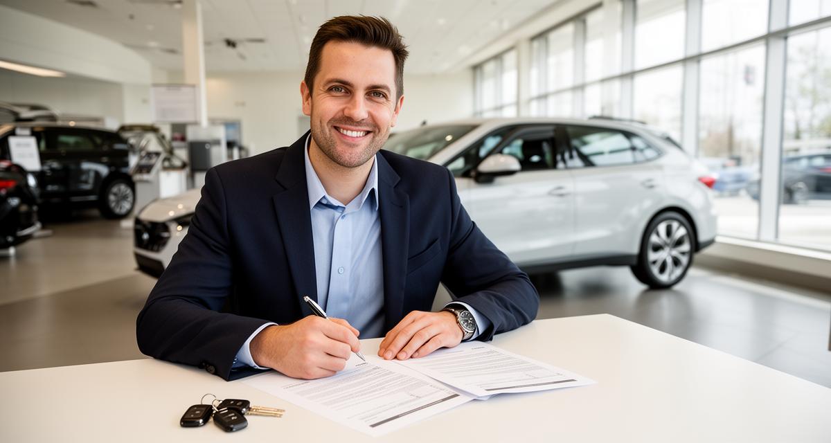 Reviewing car financing paperwork before signing
