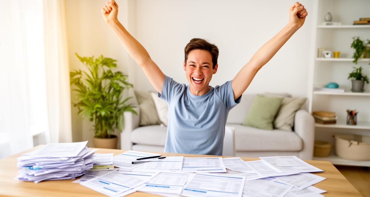 Person celebrating becoming debt-free